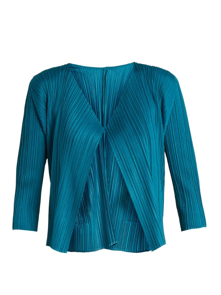 Pleats Please Issey Miyake Pleated Cropped Cardigan
