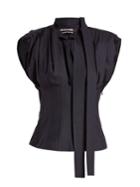 Jacquemus Le Haut Pliss Tie-neck Pleat-detail Wool Top