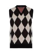Matchesfashion.com Alexander Mcqueen - Mohair Blend Argyle Vest - Mens - White Black