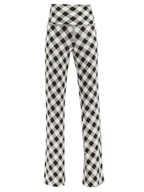 Matchesfashion.com Norma Kamali - High-rise Gingham Stretch-jersey Trousers - Womens - Black White