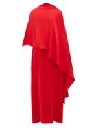 Matchesfashion.com Valentino - Asymmetric Silk Cady Cape Dress - Womens - Red