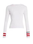 Matchesfashion.com Valentino - Logo Intarsia Striped Stretch Knit Sweater - Womens - White Multi