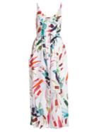 Mara Hoffman Xylophone White-print Button-down Midi Linen Dress