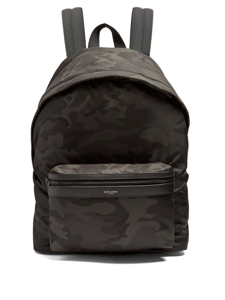 Saint Laurent City Camouflage-print Nylon Backpack