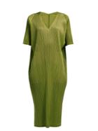 Matchesfashion.com Pleats Please Issey Miyake - Oversized Pleated Midi Dress - Womens - Khaki