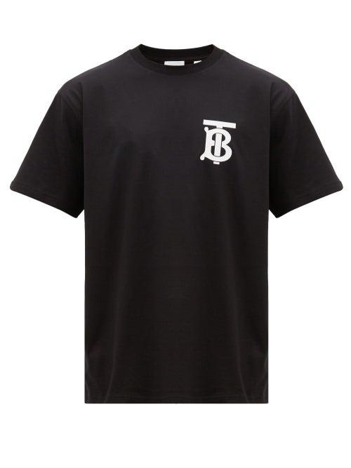Matchesfashion.com Burberry - Emerson Tb Print Cotton Blend T Shirt - Mens - Black