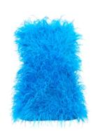 Matchesfashion.com The Attico - Strapless Ostrich-feather Mini Dress - Womens - Blue