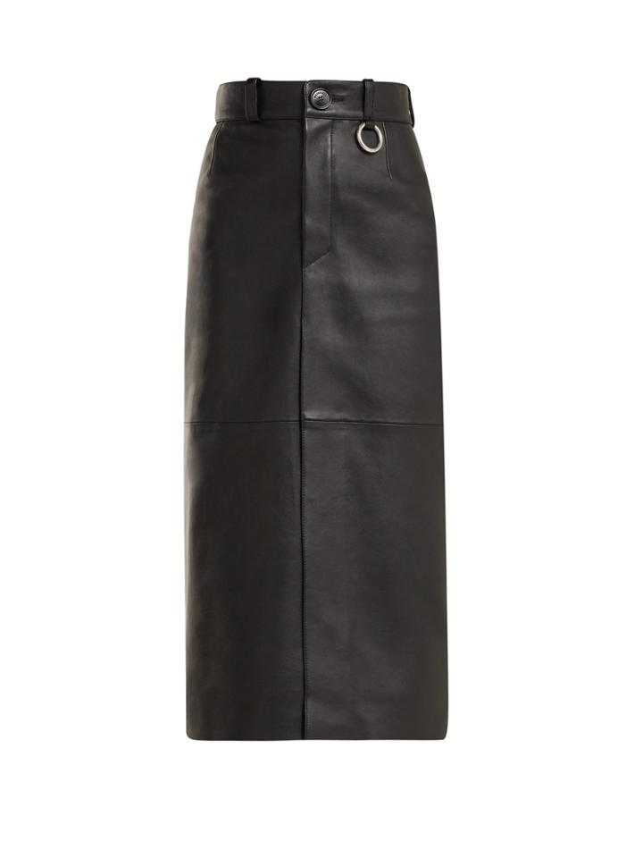 Balenciaga Slit-hem Leather Pencil Skirt