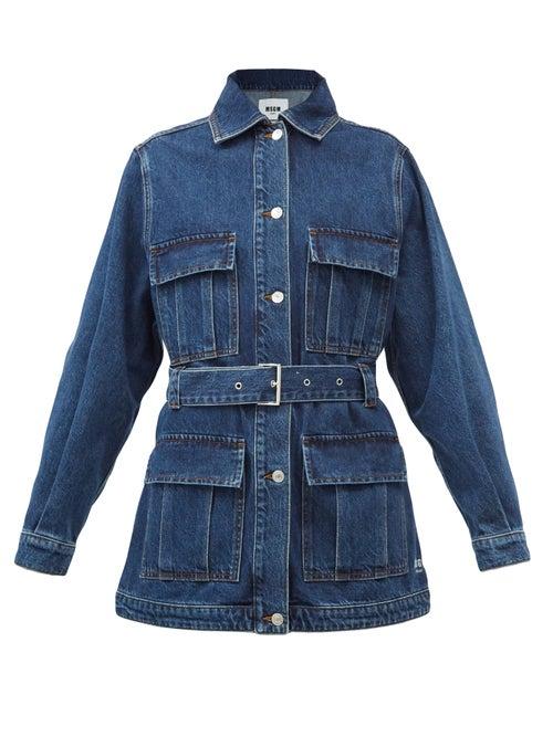 Matchesfashion.com Msgm - Belted Denim Safari Jacket - Womens - Denim
