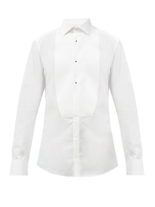 Matchesfashion.com Dolce & Gabbana - Spread-collar Cotton-poplin Tuxedo Shirt - Mens - White
