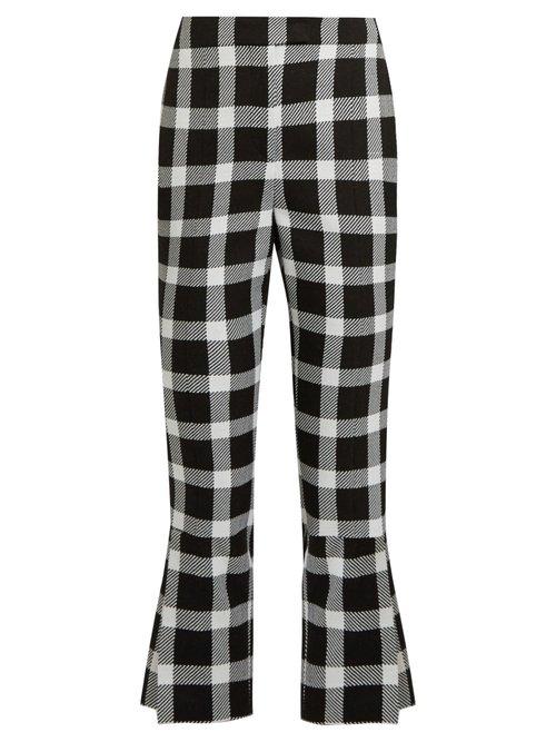 Matchesfashion.com Christopher Kane - Checked Wool Blend Cropped Trousers - Womens - Black White