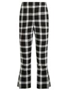Matchesfashion.com Christopher Kane - Checked Wool Blend Cropped Trousers - Womens - Black White