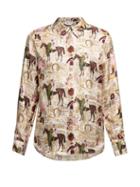 Matchesfashion.com Gabriela Hearst - Henri Equestrian Print Silk Blend Blouse - Womens - Multi