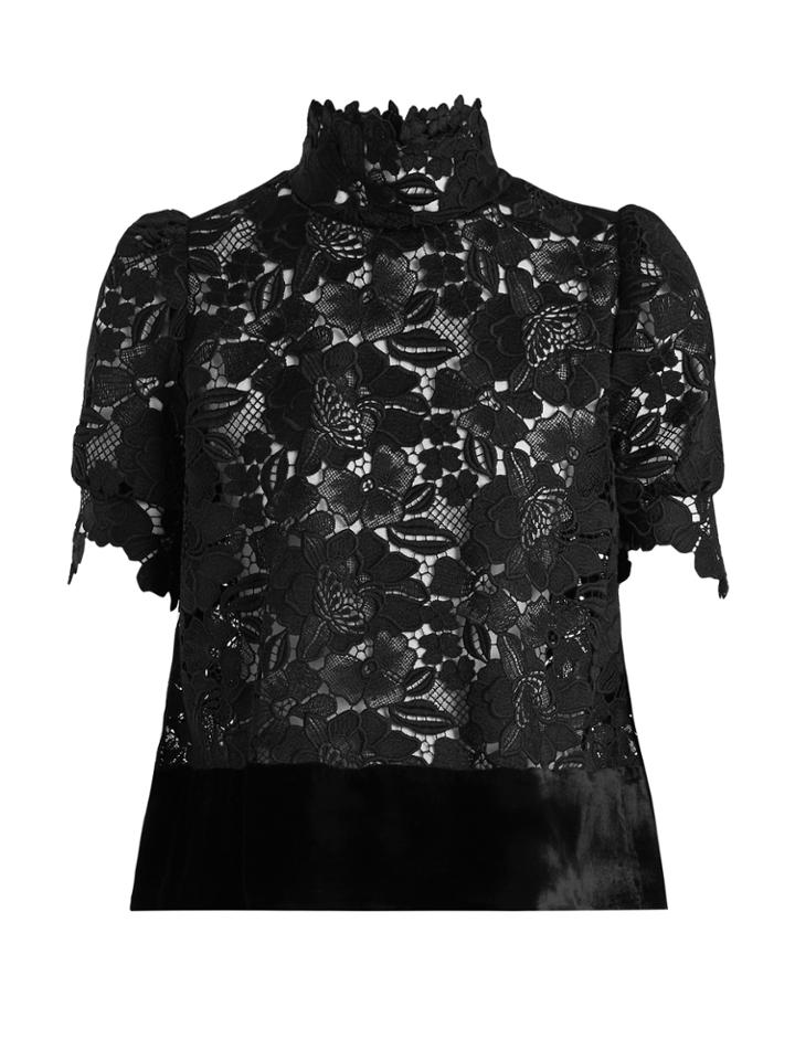 No. 21 High-neck Floral Macrame Top
