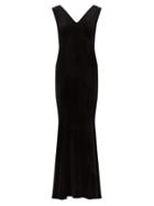 Matchesfashion.com Norma Kamali - Grace Fishtail-hem Velvet Dress - Womens - Black