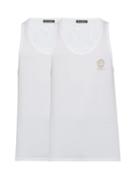 Matchesfashion.com Versace - Set Of Two Logo Print Cotton Blend Tank Tops - Mens - White