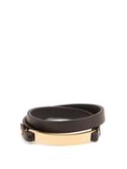 Matchesfashion.com Bottega Veneta - Double Wrap Id Tag Leather Bracelet - Mens - Black
