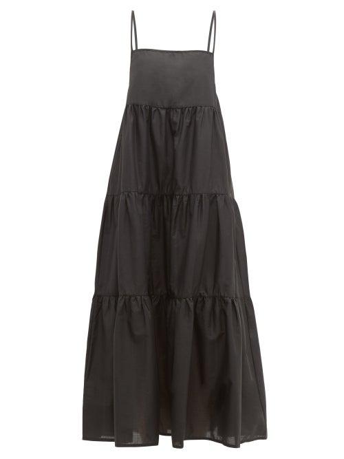 Matchesfashion.com Matteau - Tiered Cotton Dress - Womens - Black