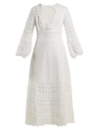 Matchesfashion.com Zimmermann - Castile Lace Trimmed Cotton Dress - Womens - Ivory