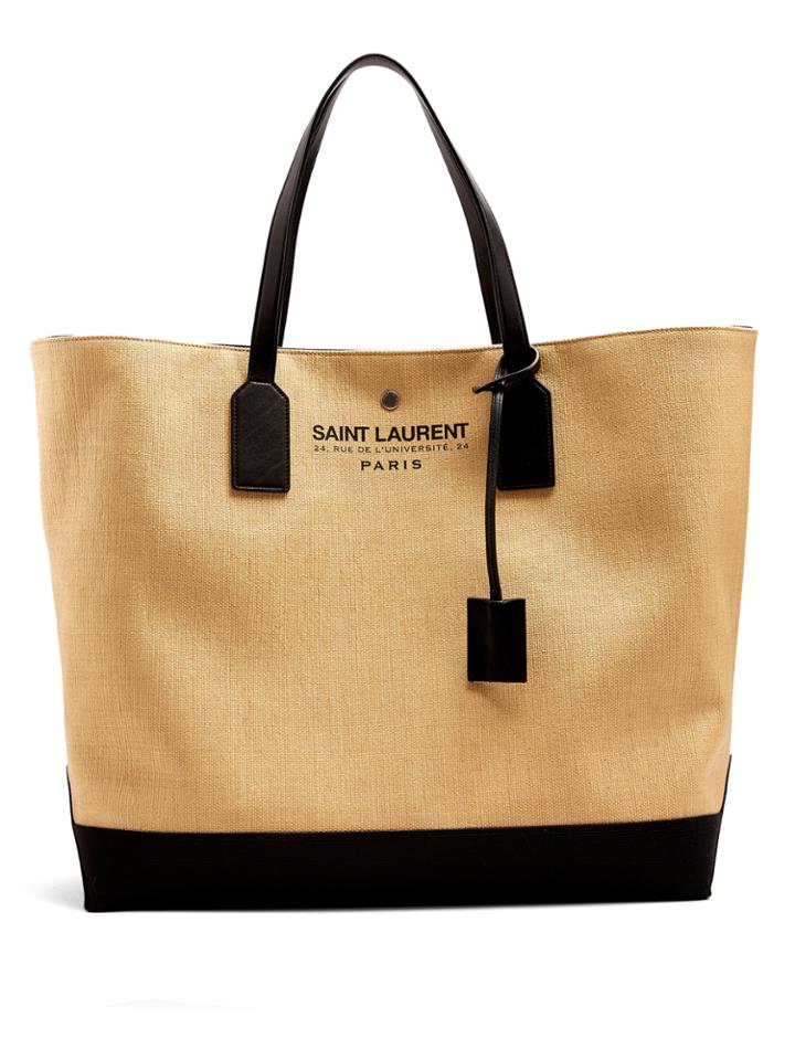 Saint Laurent Logo-print Canvas And Leather Tote