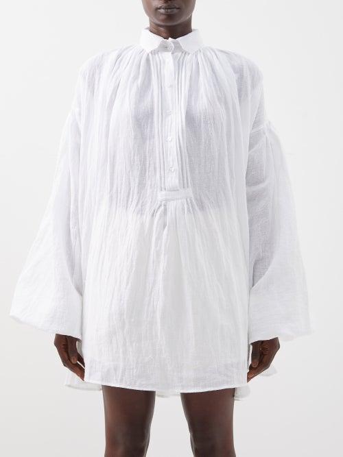 Les Vacances D'irina - Carmen Half-button Linen-cotton Blend Shirt - Womens - White