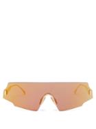 Matchesfashion.com Fendi - Fendi Forceful Shield Metal Sunglasses - Womens - Gold