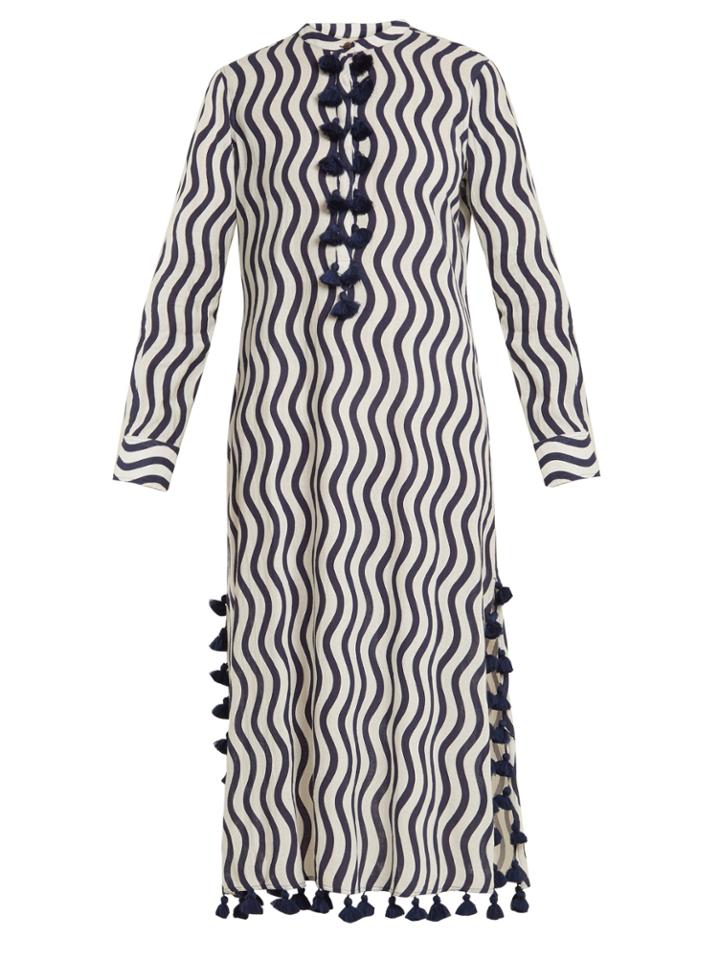Figue Paoline Wave-print Tassel Cotton Kaftan
