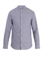 Giorgio Armani Grandad-collar Checked Cotton Shirt