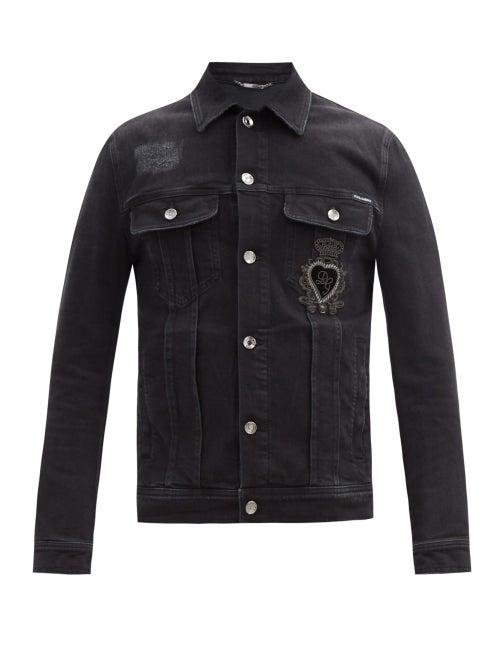 Matchesfashion.com Dolce & Gabbana - Dg-appliqu Denim Jacket - Mens - Black