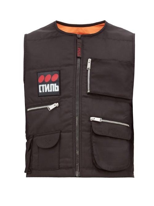 Matchesfashion.com Heron Preston -  Logo Multi Pocket Technical Gilet - Mens - Black Multi