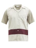 Mens Rtw Nipoaloha - Cuban-collar Colour-block Satin Shirt - Mens - Beige Multi