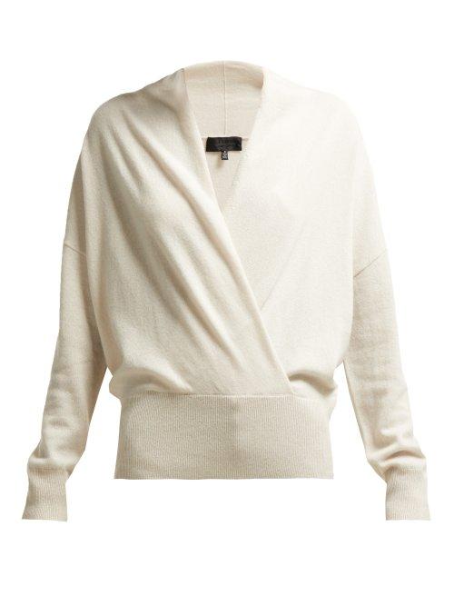 Matchesfashion.com Nili Lotan - Lakota Wrap Effect Cashmere Sweater - Womens - Ivory