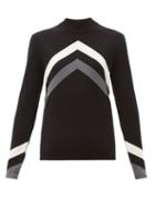Matchesfashion.com Perfect Moment - Chevron Intarsia Merino Wool Sweater - Womens - Black