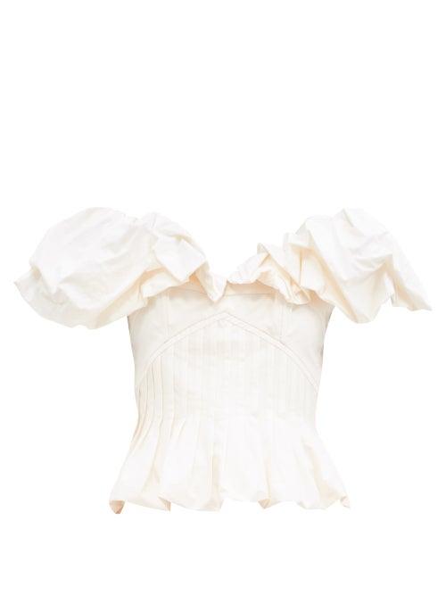 Matchesfashion.com Johanna Ortiz - Intellectual Femme Ruffled Cotton-blend Top - Womens - White