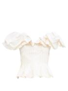 Matchesfashion.com Johanna Ortiz - Intellectual Femme Ruffled Cotton-blend Top - Womens - White