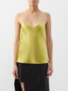 Galvan - V-neck Satin Camisole Top - Womens - Chartreuse