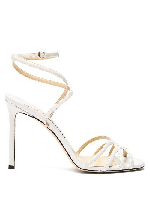 Matchesfashion.com Jimmy Choo - Mimi 100 Wrap Around Leather Sandals - Womens - White