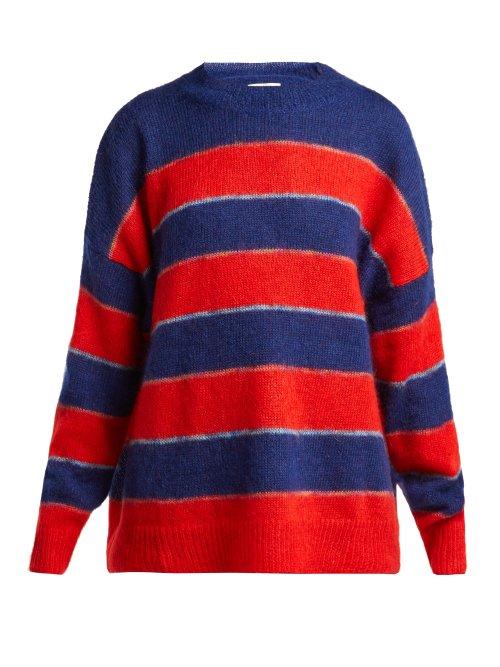 Matchesfashion.com Isabel Marant Toile - Reece Striped Mohair Blend Sweater - Womens - Red Multi