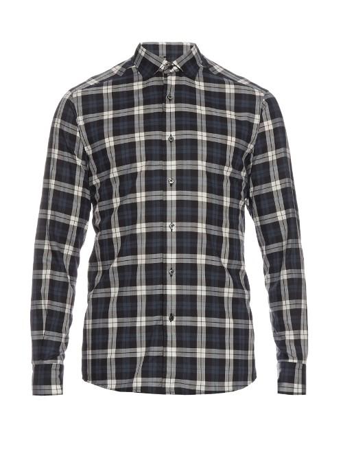 Ermenegildo Zegna Long-sleeved Checked Cotton Shirt