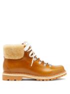 Matchesfashion.com Montelliana - Marlena Shearling And Leather Hiking Boots - Womens - Tan White