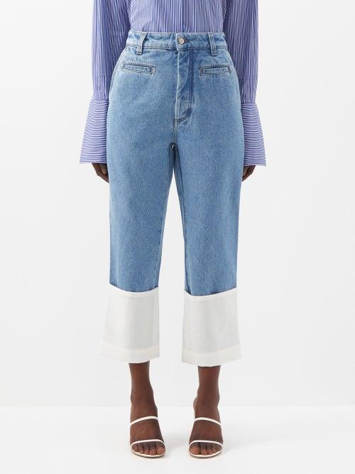 Loewe - Fisherman Cropped Turn-up Jeans - Womens - Denim