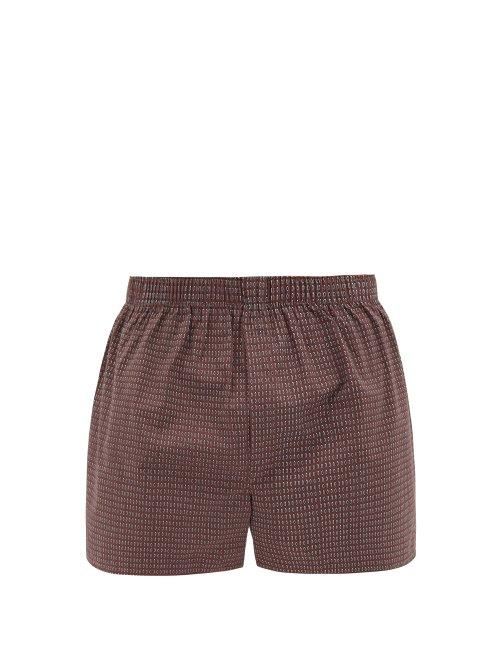 Matchesfashion.com Sunspel - Leaf Print Cotton Boxer Shorts - Mens - Burgundy Multi