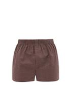 Matchesfashion.com Sunspel - Leaf Print Cotton Boxer Shorts - Mens - Burgundy Multi