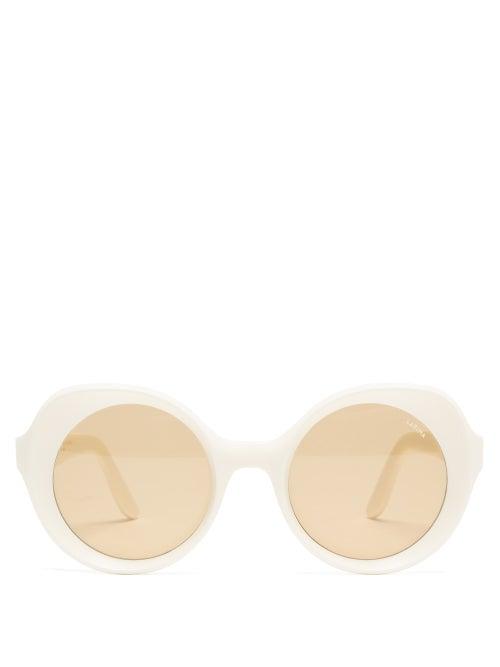 Lapima - Carlota Round Acetate Sunglasses - Womens - White