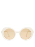 Lapima - Carlota Round Acetate Sunglasses - Womens - White