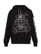 Matchesfashion.com Aries - Wizard Print Cotton Hooded Sweatshirt - Mens - Black