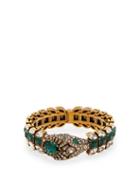 Matchesfashion.com Gucci - Crystal Embellished Snake Cuff Bracelet - Womens - Green