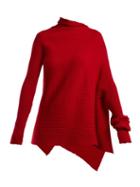 Matchesfashion.com Marques'almeida - Asymmetric Ribbed Knit Sweater - Womens - Red