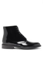 Ladies Shoes Saint Laurent - Army Lace-up Patent-leather Boots - Womens - Black