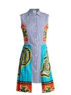 Stella Jean Contrast-print Pleated-cotton Dress